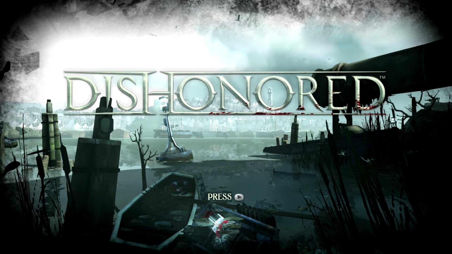 Dishonored title screen for Xbox 360